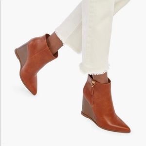 Cognac Colored Wedge Bootie